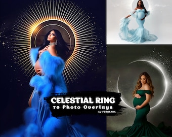 70 CELESTIAL RING Overlays Gold light Modern ring Overlays Maternity overlays Circle Maternity Bokeh overlay Ring Shine effects Photoshop