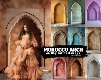 40 MAROCCO ARCHES Digitala bakgrunder Graviditetsbakgrundsöverlägg Studiobakgrund Boho-överlägg Konsttexturer Photoshop-överlägg Graviditet