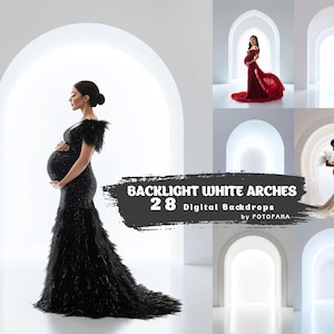 28 Backlight Arches Digital Backdrops Maternity White Backdrop Minimal Studio Backdrops Boho Overlays Textures Photoshop Overlays Maternity