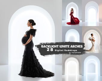 Backlight Arches Digital Backdrops Maternity White Backdrop Minimal Studio Backdrops Boho Overlays Textures Photoshop Overlays Maternity