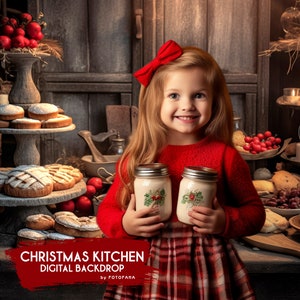 Kitchen Christmas Digital Backdrop Photography Christmas Digital Background Composite Christmas Digital Template Bakery Backdrop Portrait