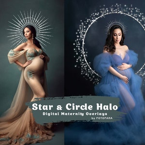 Star & Circle SILVER Halo Maternity Overlays Halo Scrapbooking Clipart Photoshop Maternity Digital Backdrop Studio Ring Overlay PNG Overlays