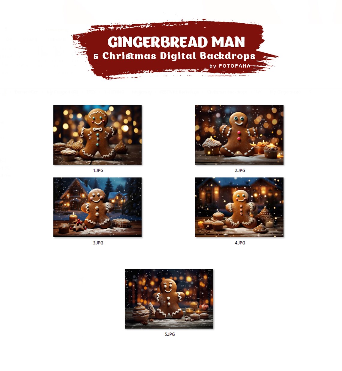 Gingerbread Digital Backdrop for Kids Magical Christmas Photo ...