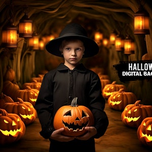 Halloween Digital Backdrop Autumn Path Overlay with Pumpkins Halloween Digital Background Composite Template Jack o&#39; lantern arch Pumpkin