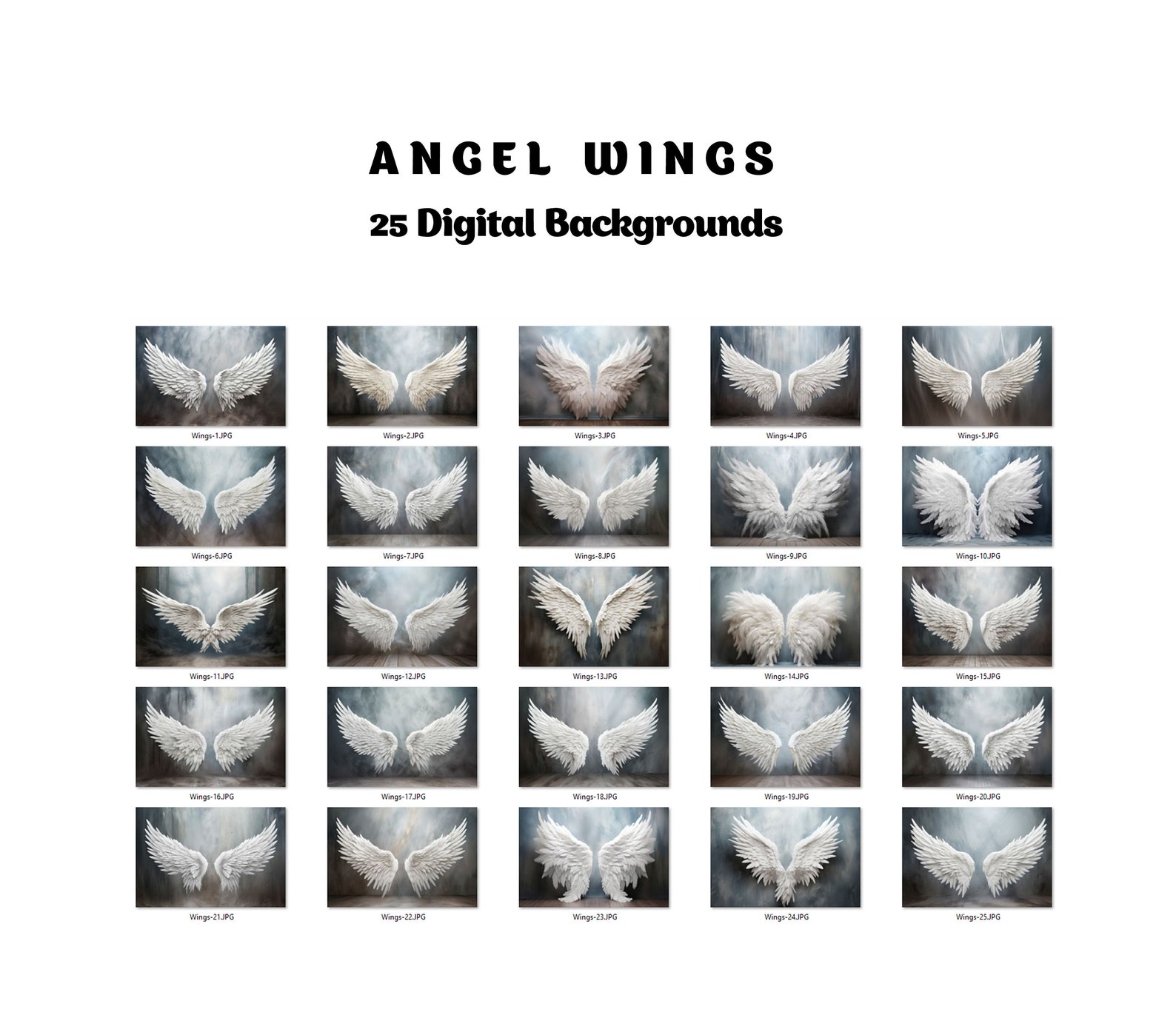 25 Angel Wings Digital Backgrounds Maternity Backdrop Overlays Studio ...