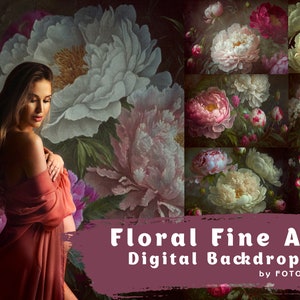 9 Fine Art Floral Digital Backdrops, Maternity Backdrop Overlays, Photography Digital Background Overlays, Maternity Textures Overlays