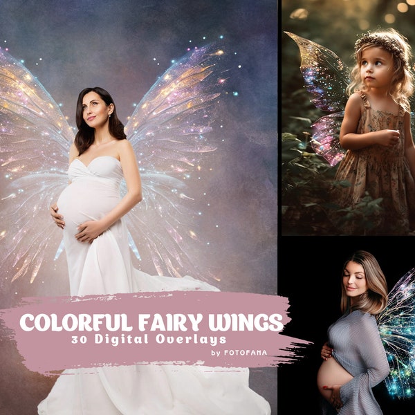 30 Colorful Fairy Wings Overlays Maternity Backdrop Overlays Studio Backdrops Photoshop Maternity Fine Art Textures Photoshop Overlays JPG