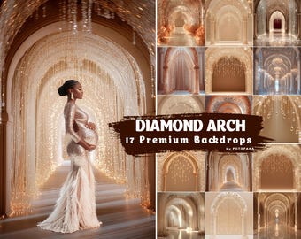 Diamond Arch Digital Backdrops for Photography, Boho Style Photoshop Backgrounds, Fine Art Studio Backdrop for Maternity and Portrait Photos