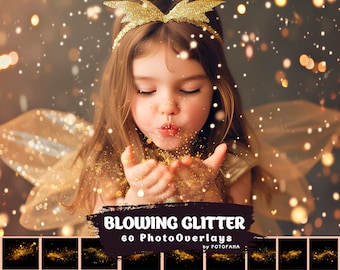 60 Blowing glitter Digital Backdrop dust Overlays Photoshop Photo dust glitter bokeh Blowing bokeh golden Gold dust Wedding overlays Party