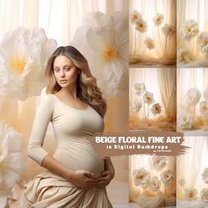 15 Fine Art Beige Floral Digital Backdrop Maternity Backdrop Overlay Photoshop Art Textures Overlays Photography Digital Background Overlays