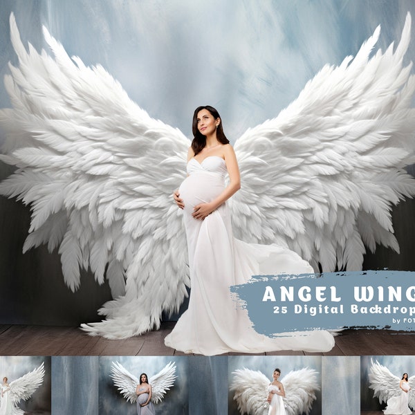 25 Angel Wings Digital Backgrounds Maternity Backdrop Overlays Studio Backdrops Photoshop Maternity Fine Art Textures Photoshop Overlays jpg