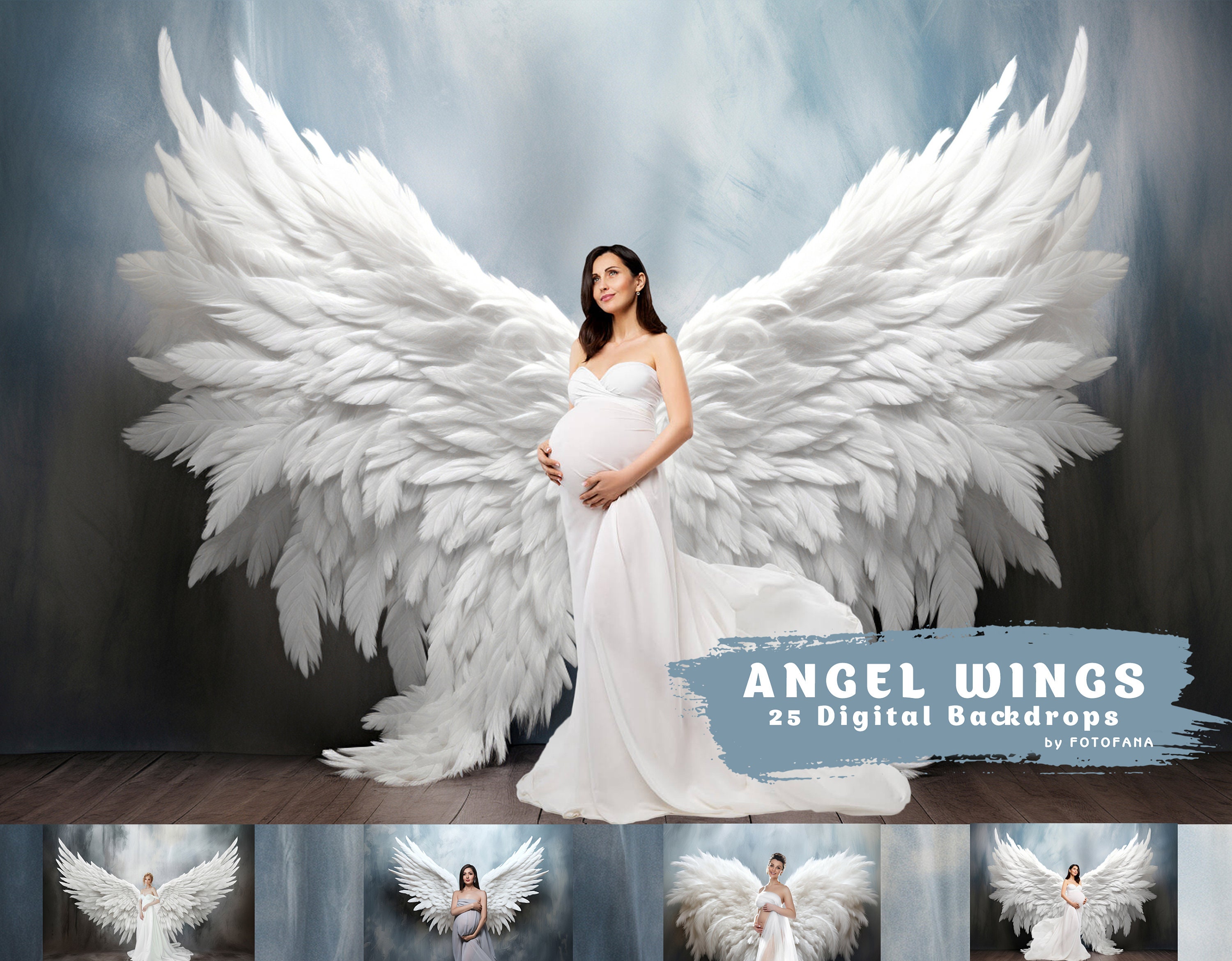 25 Angel Wings Digital Backgrounds Maternity Backdrop Overlays Studio ...