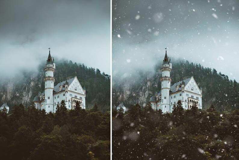 60 Realistic falling snow overlays, falling snow, Photoshop overlays, Winter Overlays, Christmas overlays, Photo Editing Photoshop, Download image 3