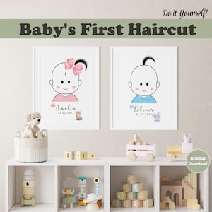 Babys erster haarschnitt Benutzerdefiniertes Baby Geschenk Erstes Haar Raum Dekor druckbares Kleinkind Andenken erste Locke Haar Baby-Denkmal Mutter Geschenk Do it Yourself