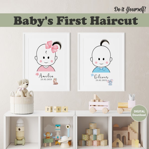 Baby's First Haircut Custom Baby Gift First Hair Room Decor Printable Toddler Keepsake First Curl Hair Baby Memorial Mom Gift Do it Yourself