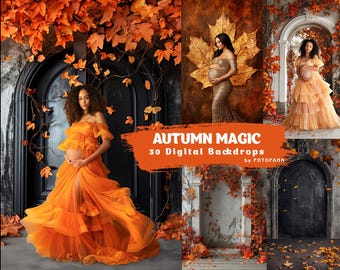 Autumn Leaf Vine Digital Backdrop for Maternity and Portrait Photography Fall Photoshop Backgrounds Fine Art Seasonal Photo Backdrops
