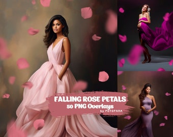 50 Pink Rose Petals Romantic Maternty Overlays Wedding overlay Photoshop Overlays Valentine's day Falling Petals Maternity Digital backdrops