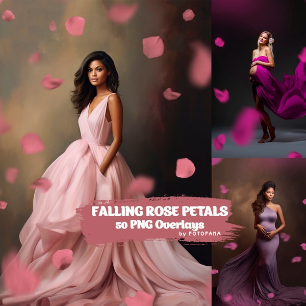 50 Pink Rose Petals Romantic Maternty Overlays Wedding overlay Photoshop Overlays Valentine's day Falling Petals Maternity Digital backdrops