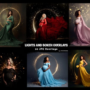 50 LIGHTS BOKEH Overlays Gold Maternity Rings Circle Overlays Christmas Maternity Light Ring Circles Shine Ring Light Maternity Backdrop Art