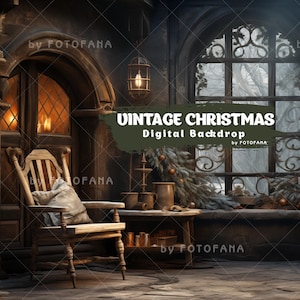 Vintage Christmas Digital Backdrop Photography Christmas Digital Background Composite Christmas Digital Template Bakery Backdrop Portrait