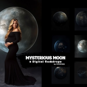 MYSTERIOUS MOON Backdrop Full Moon Overlay Digital Backgrounds For Photography Maternity overlay Photoshop Editing Maternity Backdrop Art