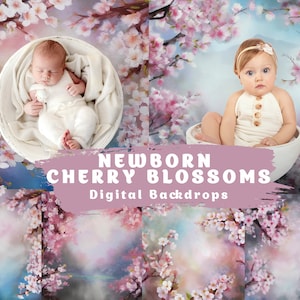 10 Digital Backdrops Birthday Cherry Blossoms Fine Art Newborn Digital Backdrop Floral Background Children Birthday Digital Backdrop