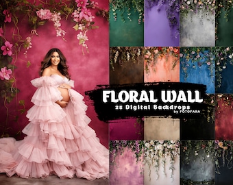 Floral Wall Digital Backdrops: Maternity & Newborn Photography (25 JPG Files)
