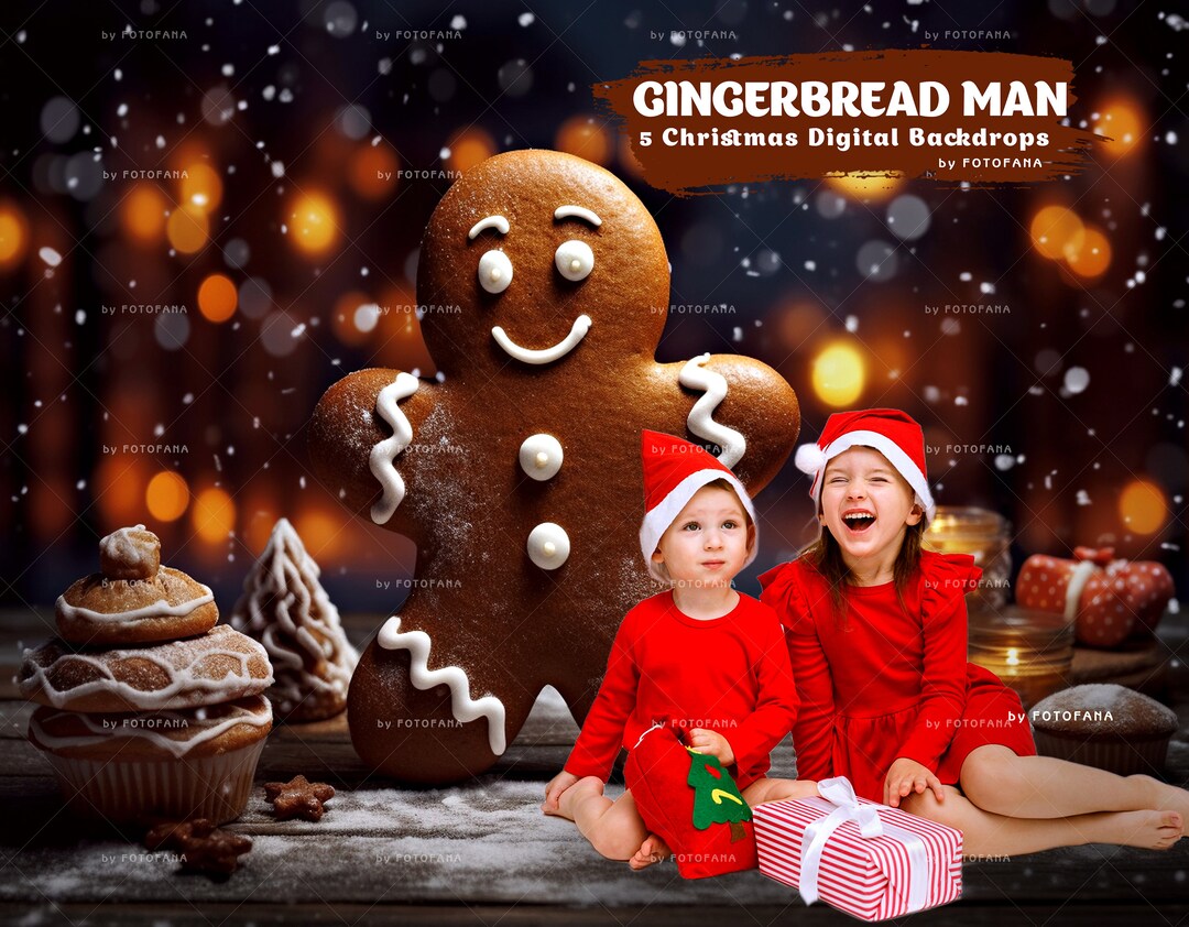 Gingerbread Digital Backdrop for Kids Magical Christmas Photo ...