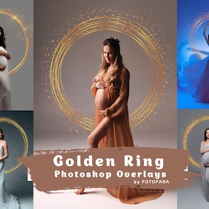 20 Golden Circle Overlays Maternity Light Ring Frame Circles Shine Ring Light Maternity Rings Golden Ring Maternity Digital Backdrop PNG