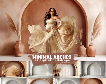13 MINIMALA BÅGAR Digitala bakgrunder Graviditetsbakgrundsöverlägg Studiobakgrund Boho-överlägg Konsttexturer Photoshop-överlägg Graviditet