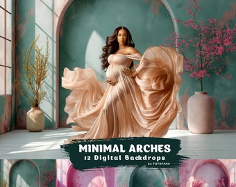 12 MINIMAL ARCHES Studiobakgrund Digitala bakgrunder Graviditetsbakgrundsöverlägg Boho-överlägg Konsttexturer Photoshop-överlägg Graviditet