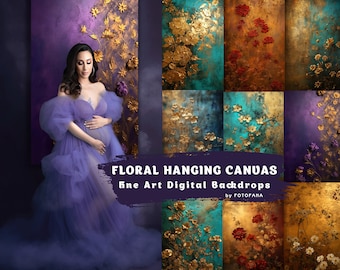11 Floral Hanging Canvas Digital Paintings Portrait Photography Overlays Fine Art Maternity Photography Skinny Canvas Overlays Digital