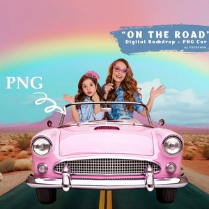 Pink CAR Overlay Background Digital Pink Doll Car Digital Backdrop Dolly Photography Composite Photoshop Fantasy Backdrop Dolly Dream PNG