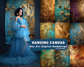 10 Hanging Canvas Digital Paintings Portrait Photography Overlays Floral Fine Art Maternity Photography Skinny Canvas Overlays Backdrop