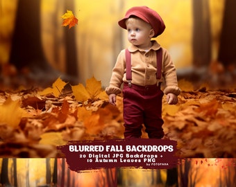 Blurred Fall Portrait Backdrops for Photoshop Digital Autumn Photo Editing Backgrounds Autumn Leaves Fall Overlays Autumn Backdrops Digital