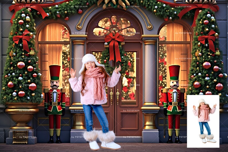 5 Christmas Digital Backdrop Photography Nutcracker Winter Snow Door ...