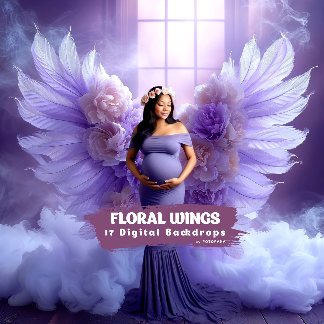 17 Floral Wings Backdrops Fine Art Floral Digital Backdrops Maternity ...