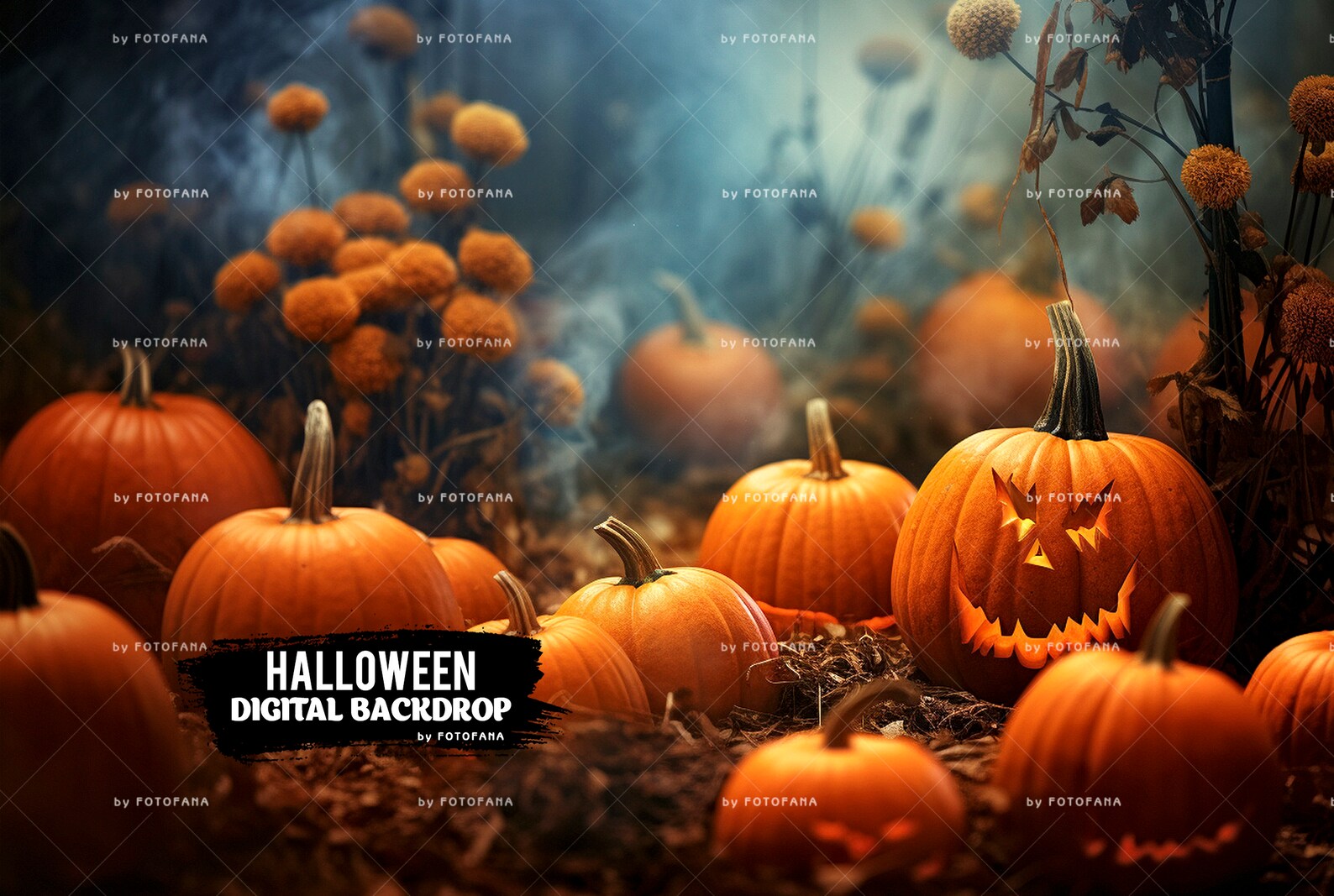 Halloween Digital Backdrop in the Pumpkin Patch Digital Dackdrop Fall ...