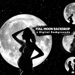 5 Full Moon Backdrop Full Moon Overlay Digital Backgrounds For Photography Maternity overlay Photoshop Editing Maternity Backdrop Fine Art