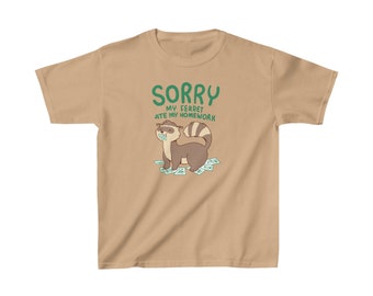 homework dog birthday Kids Graphic T-Shirt: My Ferret Ate My Homework, T-Shirt, Graphic Tees, Unisex, Oversized, Cotton, Child, Children, Gift