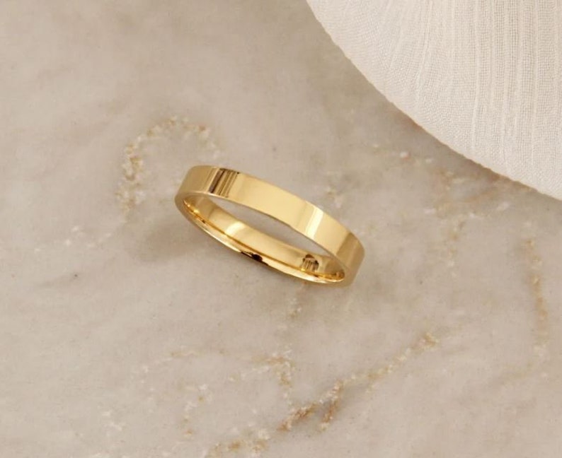 Wide Band Ring, Thick Band, Simple Band Ring, Wide Wedding Band, Cigar Band Ring, Gold Plated