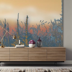 Vintage Tapete mit Blumen, botanische Tapete, schälen und kleben, entfernbares Papier oder traditionelle Vinyltapete, Dekoration für Zimmer, Wanddeko, #V9