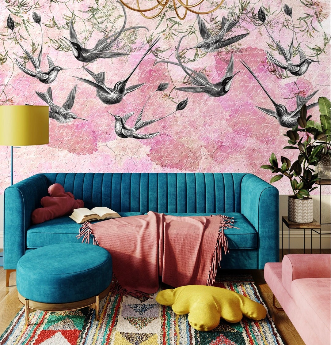 Vintage Humming Birds Wallpaper, Peel and Stick Paper or Traditional ...