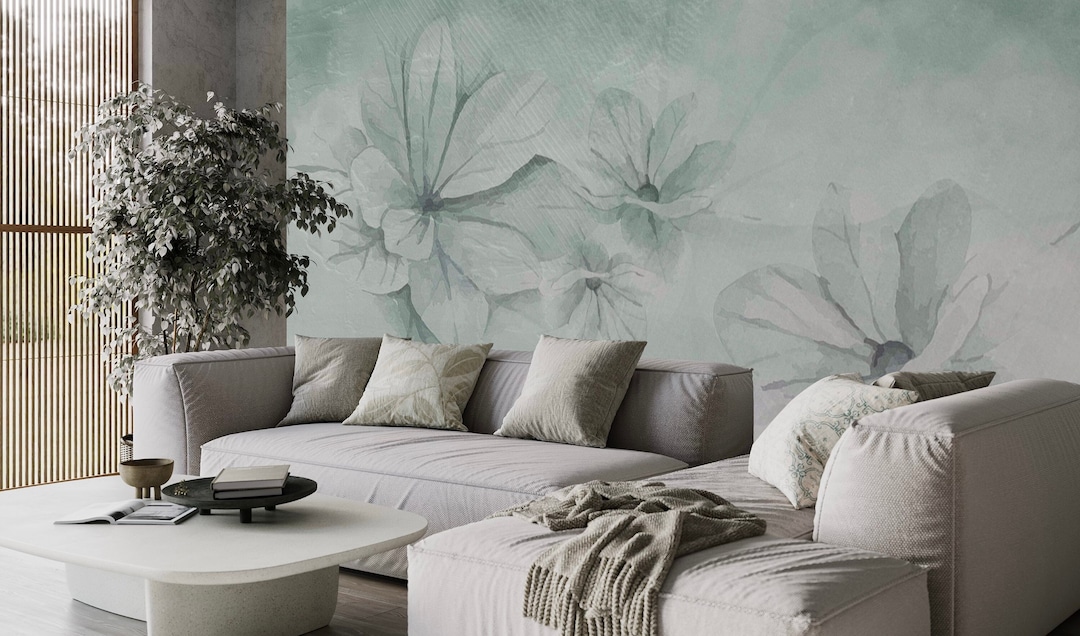 Vintage Big Flowers Wallpaper, Botanical Wallpaper, Peel and Stick ...