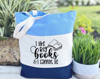 I Like Big Books And I Cannot Lie Tote Bag, Hobby Book Bag, Original Design Book Tote Bag, Funny Slogan Printed Gift Bag, Mother's Day Gift