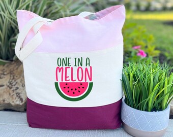 One In A Melon Tote Bag, Watermelon Lover Tote Bag, Summer Fruit Gift Bag, Fruit Ice Cream Canvas Bag, Summer Life Gift Ideas, Custom Design