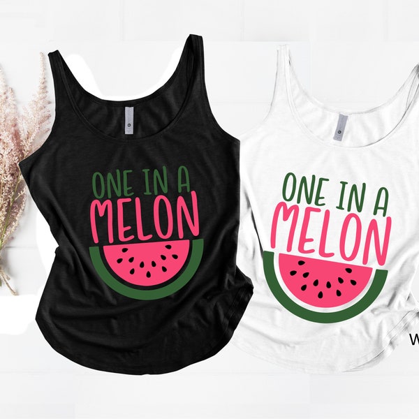 One In A Melon Printed Tank Top, Cute Summer Tank, Watermelon Lover Gift, Family Tour Gift, Girl Trip Crew, Hello Summer, Watermelon Party