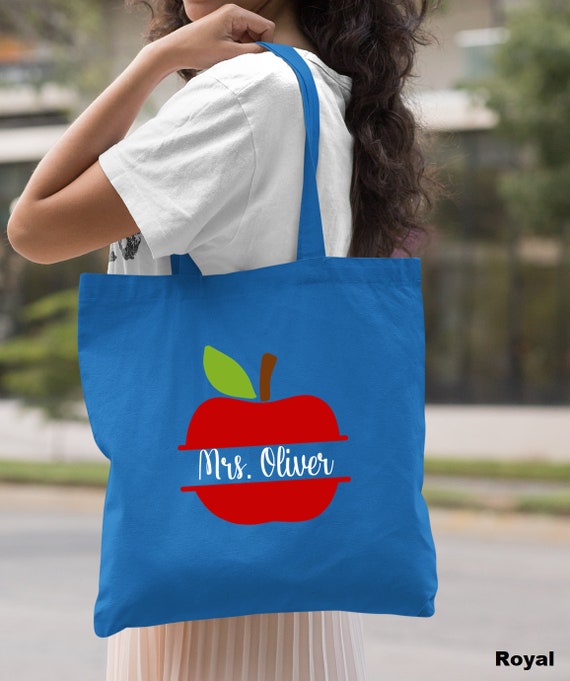 Personalized Teacher Tote Bag, Apple Bag, Thank You Teacher, Cute