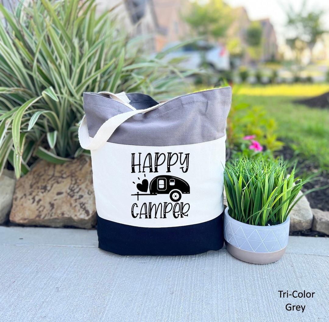 Happy Camper Tote Bag, Camp Life Bag, Gift for Travel Bag, Mothers Day