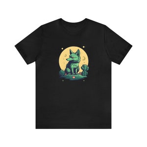 Blue Coyote Moon Tee/Unisex Jersey Short Sleeve Tee/Coyote and Full Moon T-Shirt/Lone Coyote Night Graphic Tee